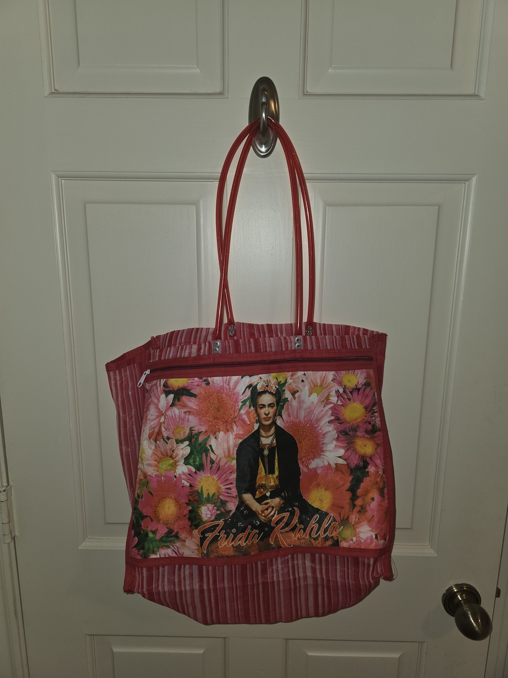 Frieda Kahla Red Floral Canvas Tote Bag
